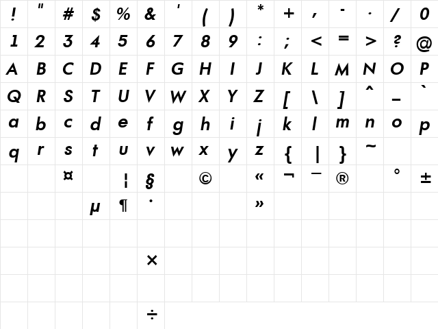 a_FuturaOrto BoldItalic  glyph index