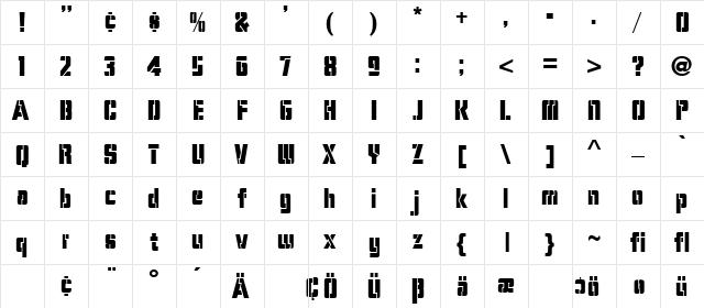 Stencil Camera Regular  glyph index