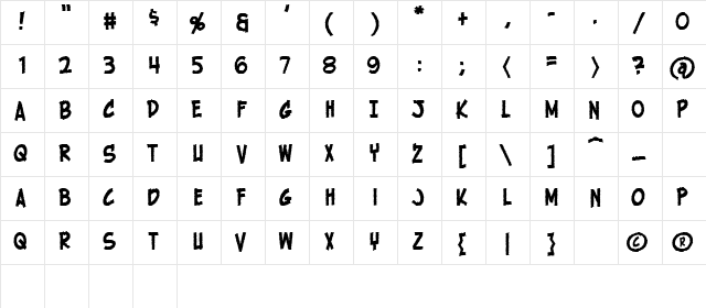 Holy Mackerel! Crispy Regular  glyph index