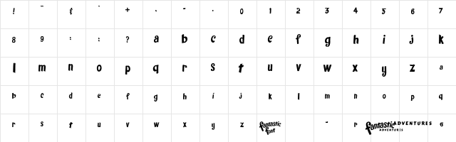 FantasticFont Regular  glyph index