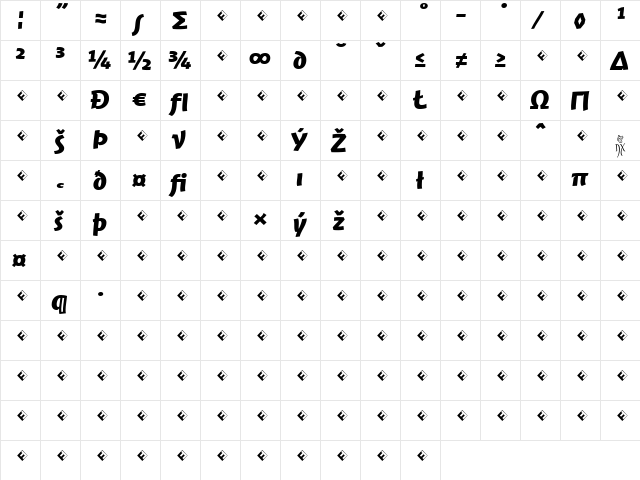 Jambono-BoldExpert Bold  glyph index