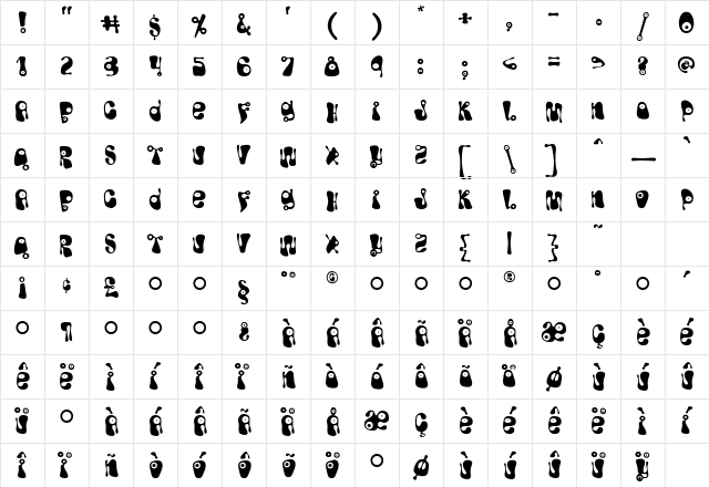 Bughouse Medium  glyph index
