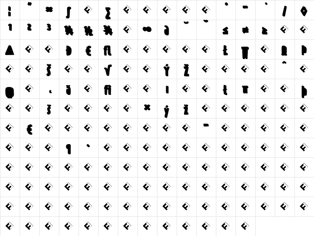 PraterBlockOne-BackEp Regular  glyph index