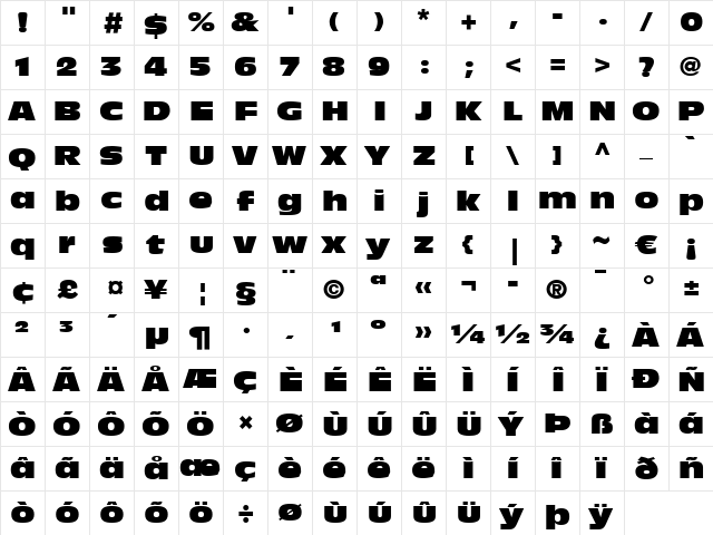 AntiqueOlive LT Nord Regular  glyph index