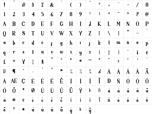 SINGGEL PARENT BOLD Regular  glyph index