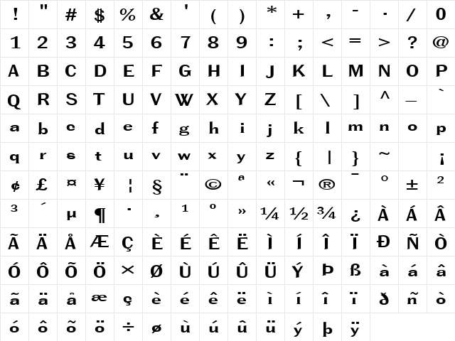 FZ ROMAN 38 EX Normal  glyph index