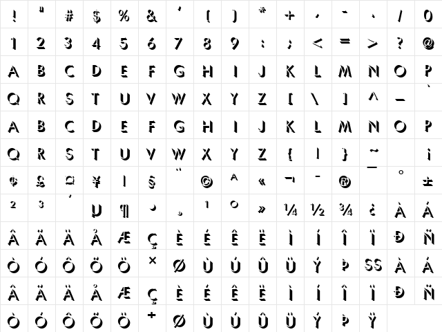 Umber Normal  glyph index