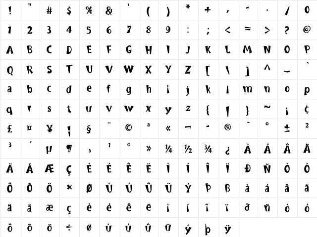 Burweed ICG Regular  glyph index