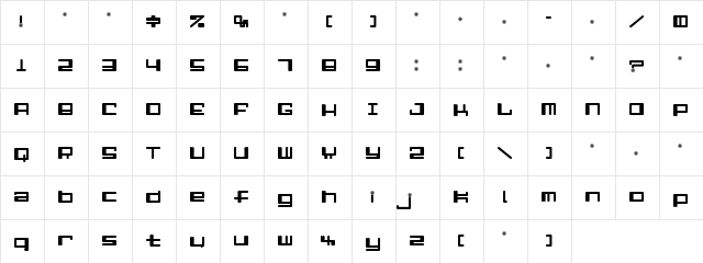 Alpha  Niner Regular  glyph index