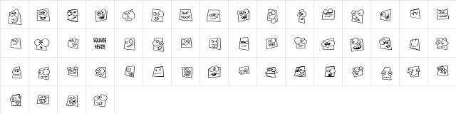 Squareheads Regular  glyph index