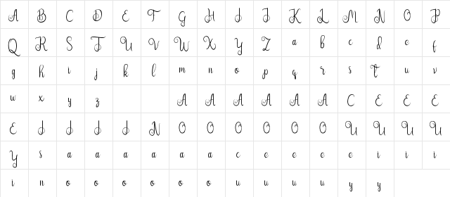 Nairi Amber Demo Regular  glyph index