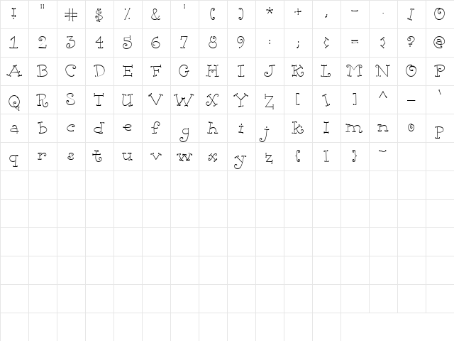 CK Chick Regular  glyph index