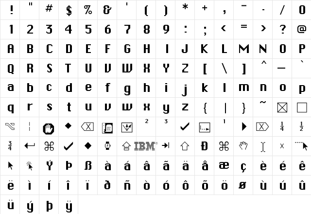 CheckboxFLF Regular  glyph index