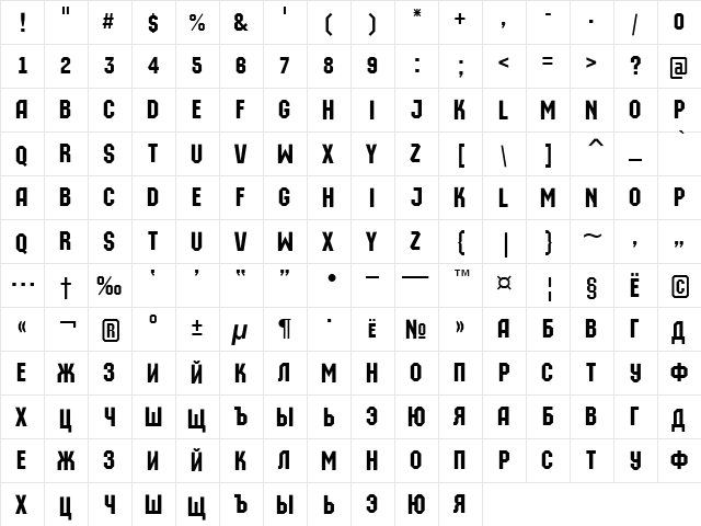 a_MachinaOrto Medium  glyph index