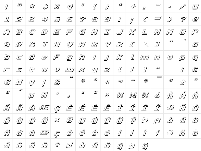 Realpolitik Shadow Italic Shadow Italic  glyph index