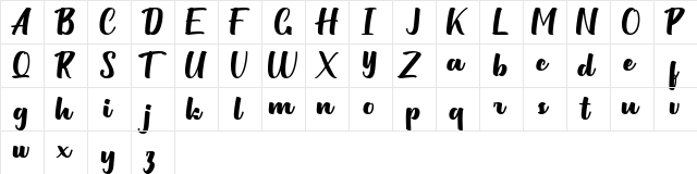 Milittan Personal Use Only Regular  glyph index