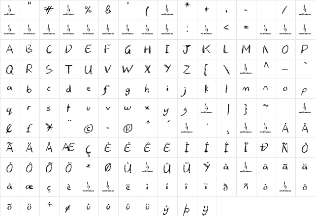 Ghost Story Regular  glyph index