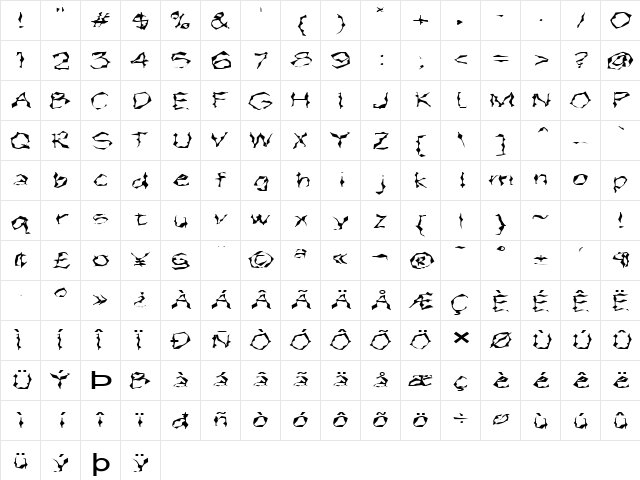 FZ WACKY 15 EX Normal  glyph index