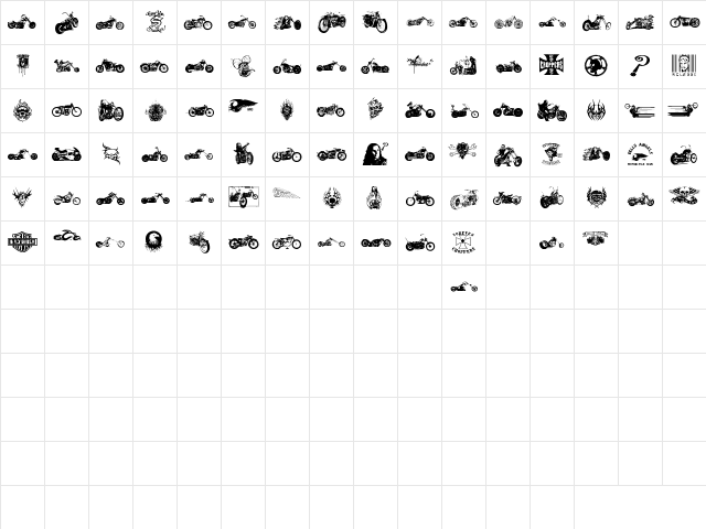 choppersforlife Regular  glyph index