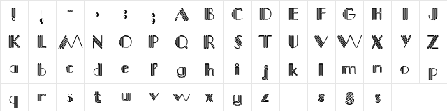Picadilly Regular  glyph index