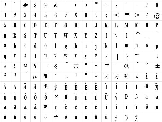 June 15 Wide Normal  glyph index