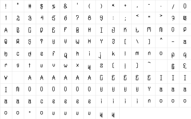 MarkerNo3HUN Rough II Bold  glyph index