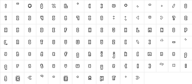 Ice Pixel7 Regular  glyph index