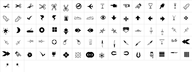 Dingbats4 Normal  glyph index