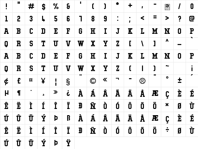 Typo College Demo Regular  glyph index
