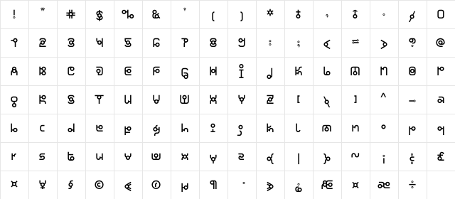 KD Thaiana Jones Regular  glyph index