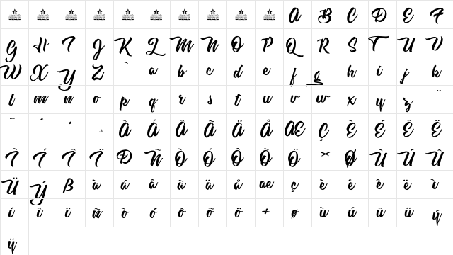 Astrovegan Personal Use Regular  glyph index
