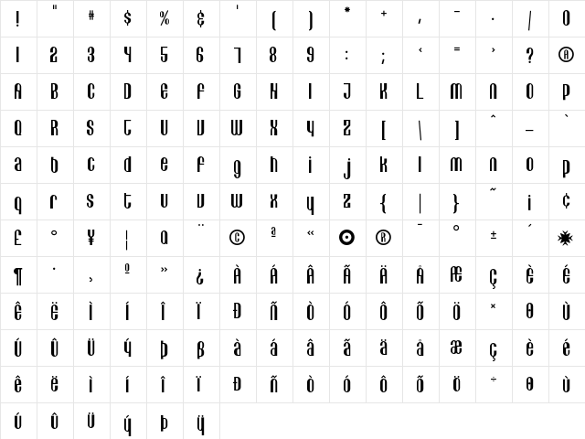 Lithia OffKilter  glyph index