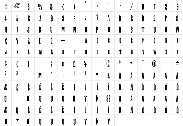 CantinaCapsSSK Regular  glyph index