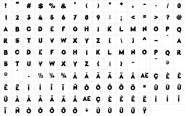 Nuvel Regular  glyph index