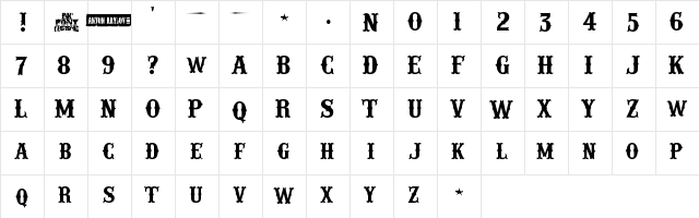 IFC RAILROAD Bold  glyph index