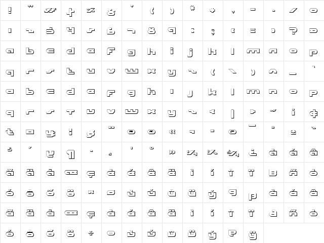 uni-sol outline outline  glyph index