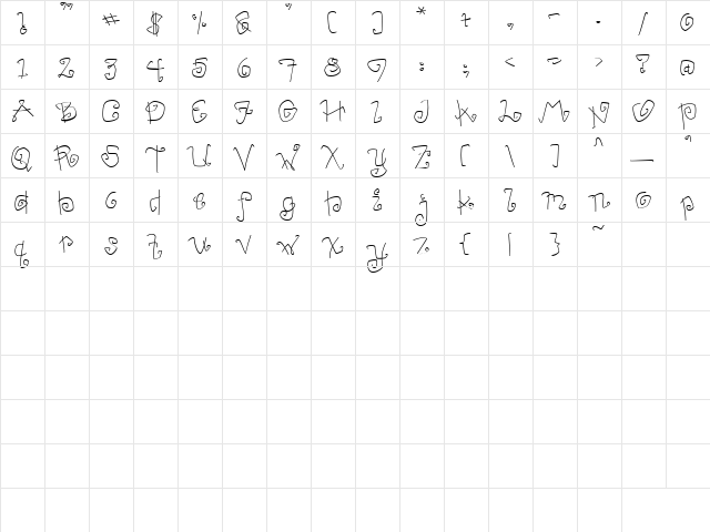 PC Wired Regular  glyph index