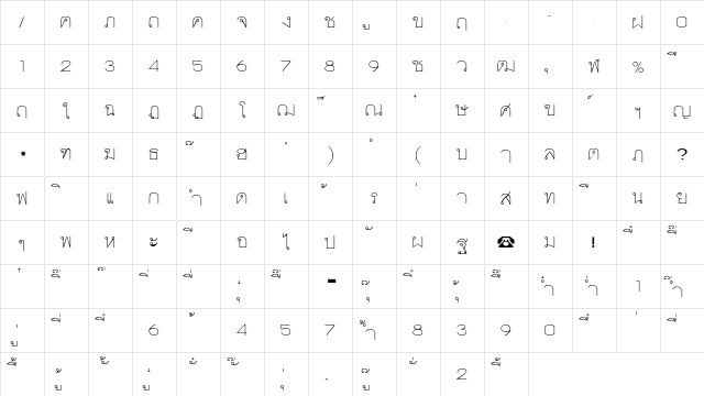 Sara Buri Regular  glyph index