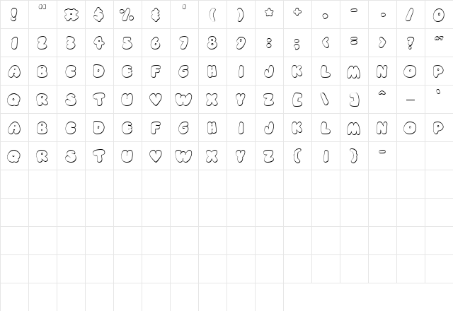 KF Puff Regular  glyph index