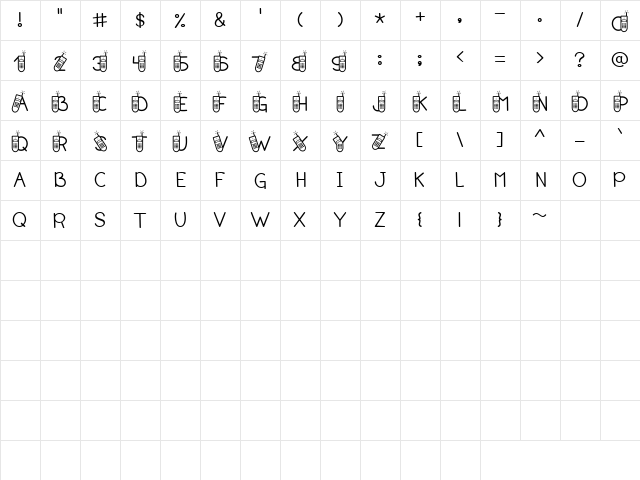 LD Wireless Regular  glyph index