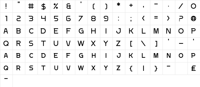 Document Two Regular  glyph index
