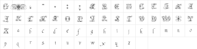 Andrade Swash  glyph index