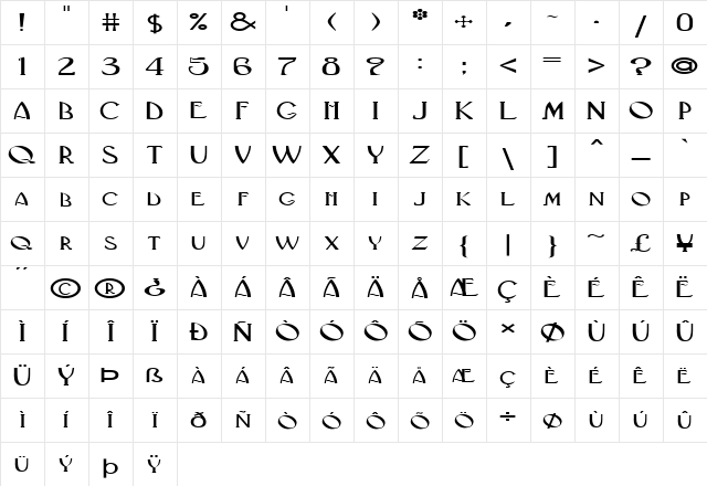 FZ BASIC 33 EX Normal  glyph index