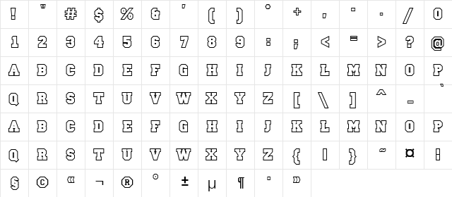 CampusOtl Bold  glyph index