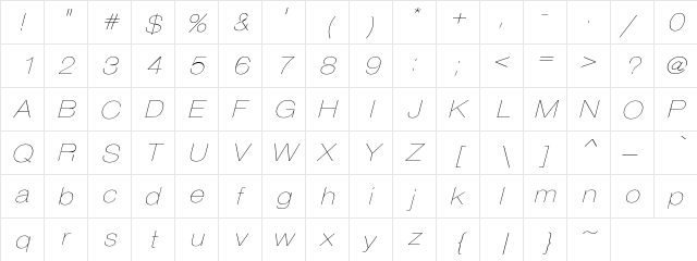 HelveticaExtO 4 Regular  glyph index