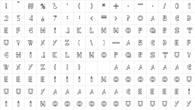 Geometrica Regular  glyph index
