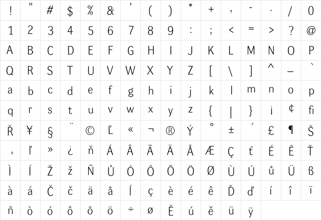 Dynamo L Regular  glyph index