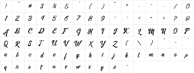 Willian Regular  glyph index