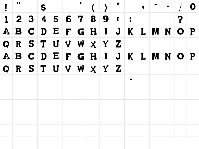 Quadrophonic Regular  glyph index
