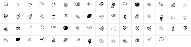 KR Fruitsy Regular  glyph index